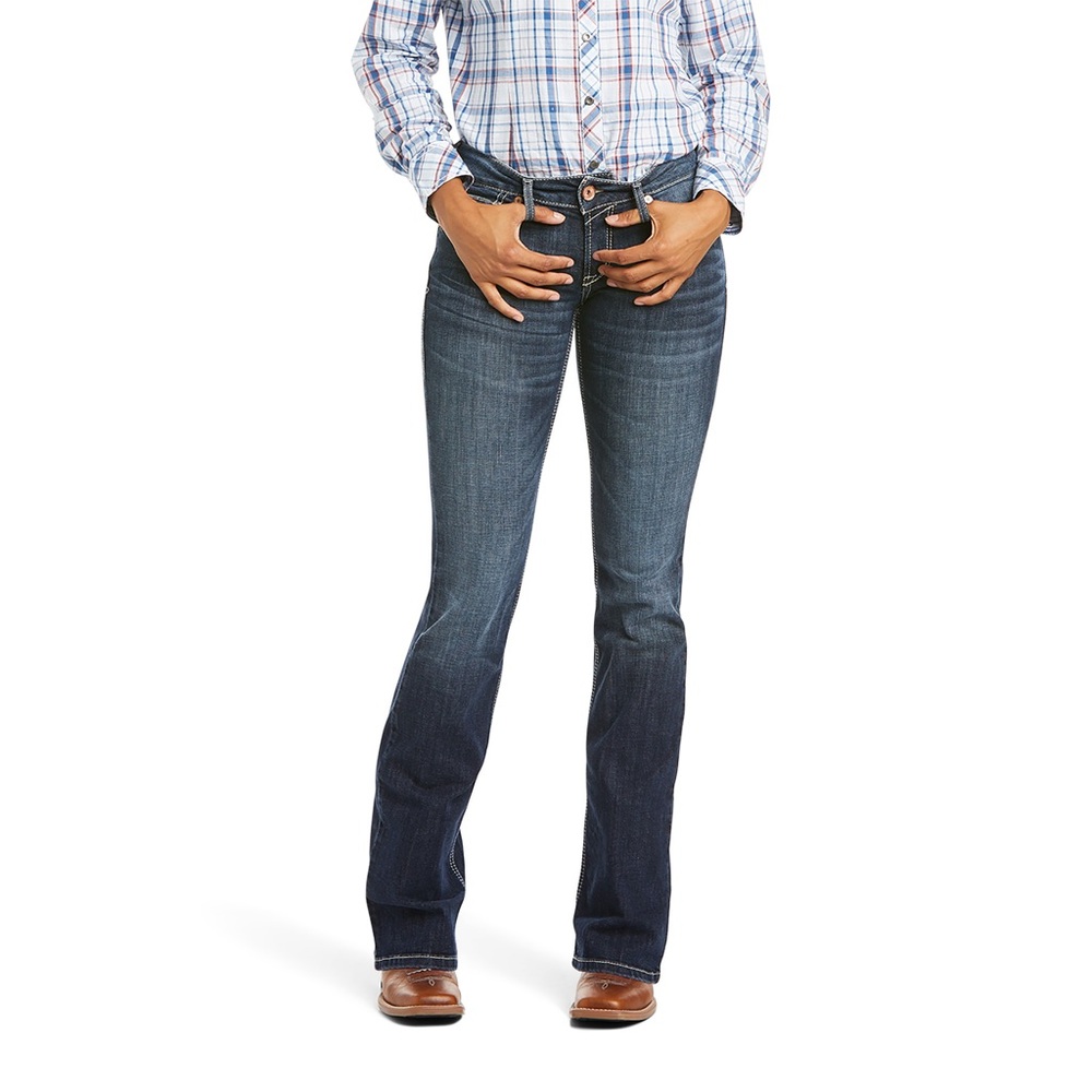 NWT-Ariat Women's Mid Rise Arrow fit Boot Cut Jeans-Esther-10034662-31 Reg
